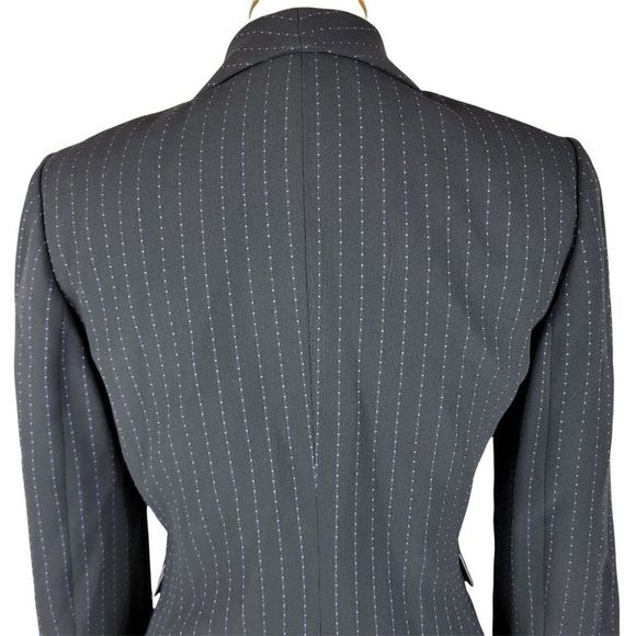 Tahari Black Purple Stripe Single Breasted Two Button Tank Top Blazer Set Size 4 - Picture 7 of 15